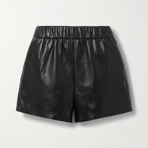 Anine Bing Sofia Vegan Leather Shorts in Black